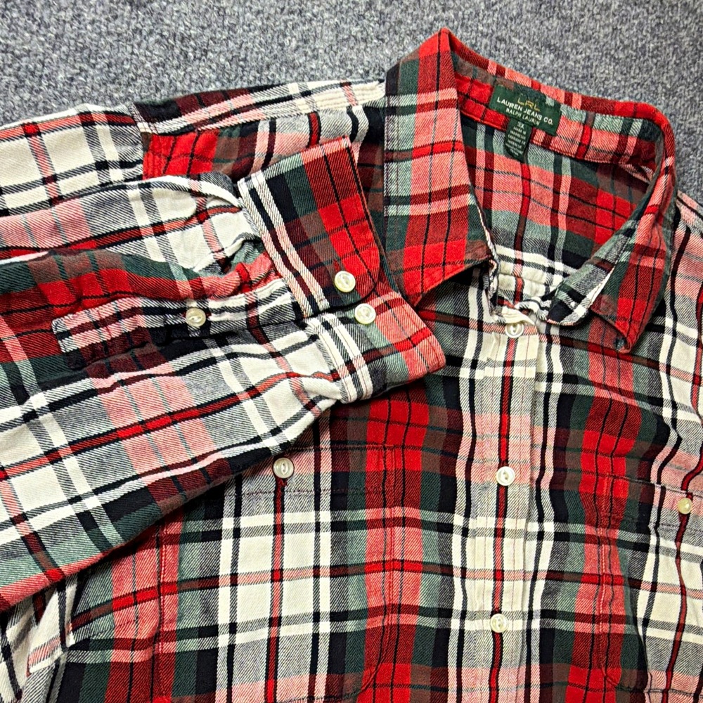 Lauren Jeans Co. Ralph Lauren Women's 3XL Plaid Flannel Preppy Christmas Holiday
